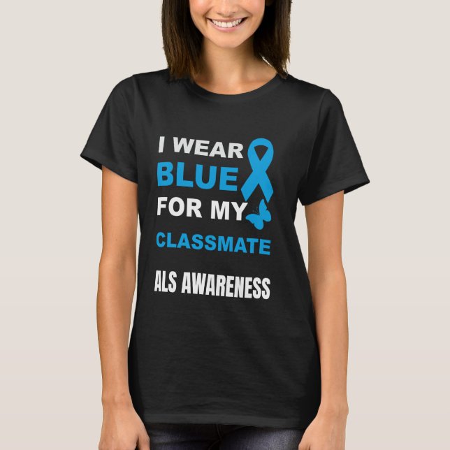 CAMISETA EU USO AZUL PARA A CONSCIENTIZAÇÃO DA ALS DO MEU C (Frente)