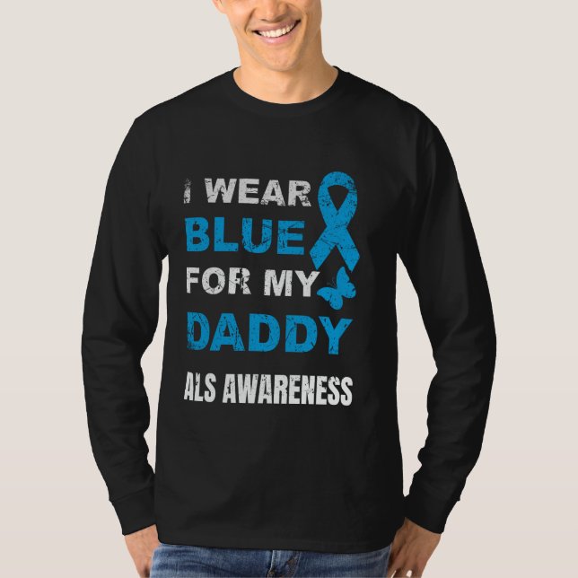 CAMISETA EU USO AZUL PARA A CONSCIENTIZAÇÃO DA ALS DO MEU P (Frente)