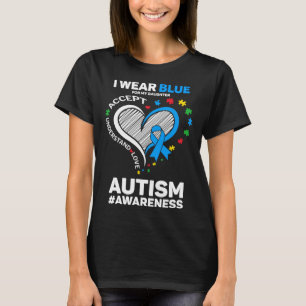 Camiseta Eu Uso Azul Para a Minha Filha Autismo Mãe Pai Aut