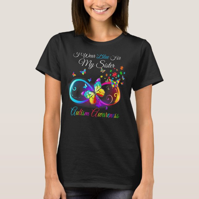 Camiseta Eu Uso Azul Para a Minha Irmã Borboleta Conscienti (Frente)
