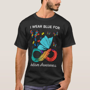 Camiseta Eu Uso Azul Para Borboleta De Consciencialização D