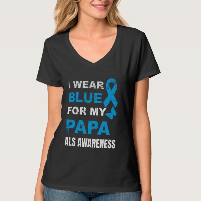 CAMISETA EU USO AZUL PARA CONSCIENTIZAÇÃO DA ALS DO MEU PAP (Frente)