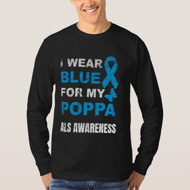 CAMISETA EU USO AZUL PARA CONSCIENTIZAÇÃO DA ALS DO MEU PAP (Frente)