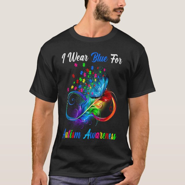 Camiseta Eu Uso Azul Para Quebra-Cabeça Borboleta Conscient (Frente)
