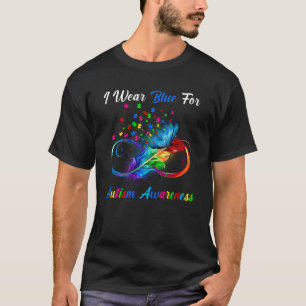 Camiseta Eu Uso Azul Para Quebra-Cabeça Borboleta de Consci