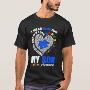 Camiseta Eu Uso Azul Pelo Meu Filho Puzzle de Consciência d