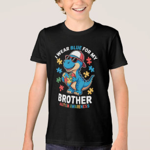 Camiseta Eu Uso Azul Pelo Meu Irmão Dino Conscientização do