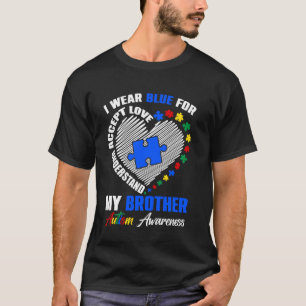Camiseta Eu Uso Azul Pelo Meu Irmão Puzzle de Conscientizaç