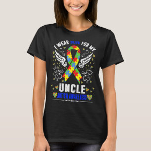 Camiseta Eu Uso Azul Pelo Meu Tio Boho Arco-íris Consciênci