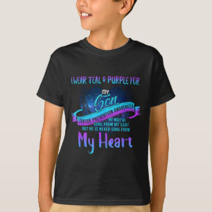Camiseta Eu uso azul-turquesa e roxo para a prevenção do me
