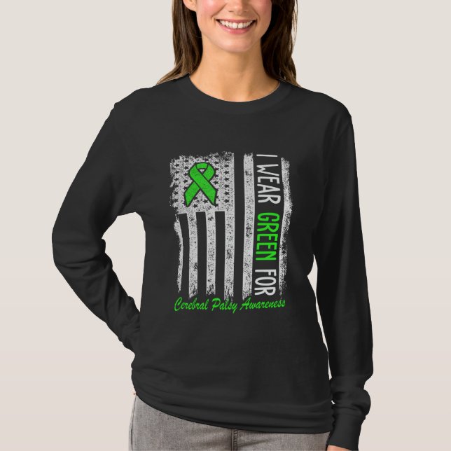 Camiseta Eu Uso Bandeira Verde de Conscientização da Parali (Frente)