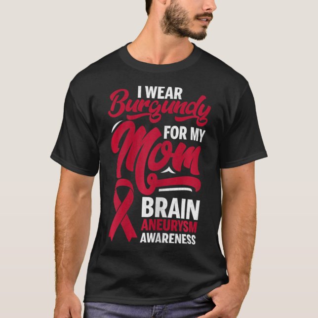 Camiseta Eu Uso Burgundy Para Aneurisma Cerebral Conscienti (Frente)