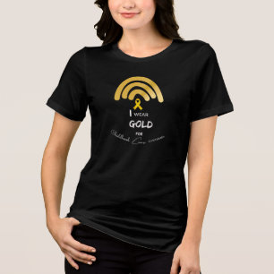 Camiseta Eu Uso Dourado para a Conscientização do Câncer In
