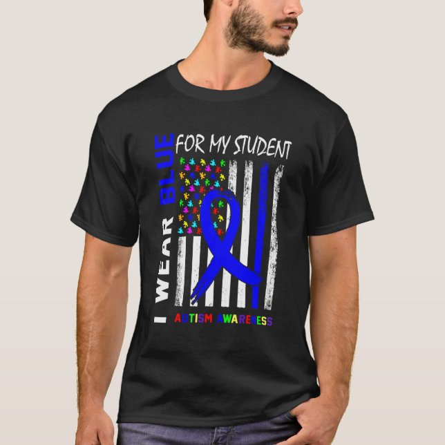 Camiseta Eu Uso Laço Azul Para a Conscientização do Autismo (Frente)