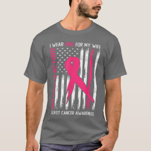 Camiseta Eu Uso Rosa Esposa Câncer de Mama Dela Luta é Minh