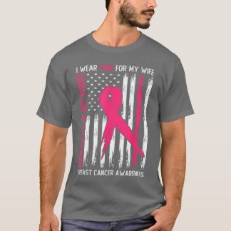 Camiseta Eu Uso Rosa Esposa Câncer de Mama Dela Luta é Minh