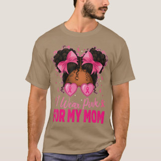 Camiseta Eu Uso Rosa para Meu Câncer de Mama Afro Garotas P