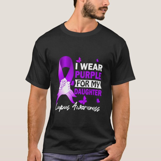 Camiseta Eu Uso Roxo Para a Conscientização do Lúpus da Min (Frente)