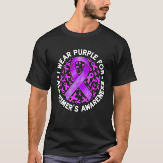 Camiseta Eu Uso Roxo Para Conscientização do Alzheimer Fita