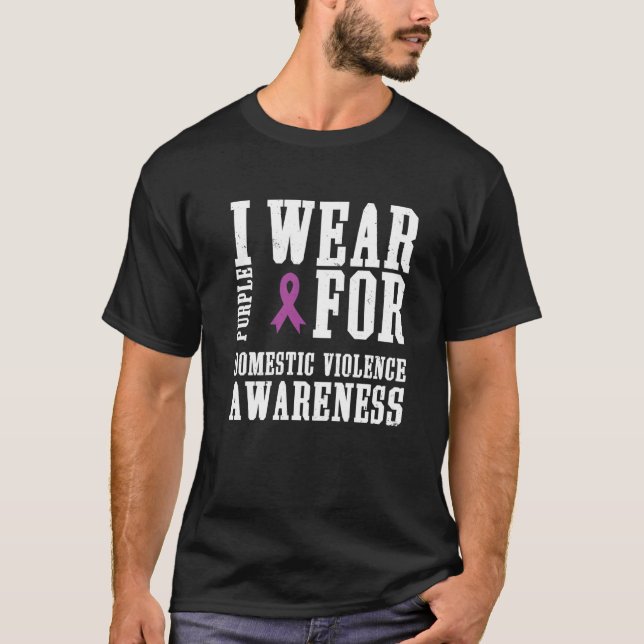 Camiseta Eu Uso Roxo Para Conscientização Sobre Violência D (Frente)