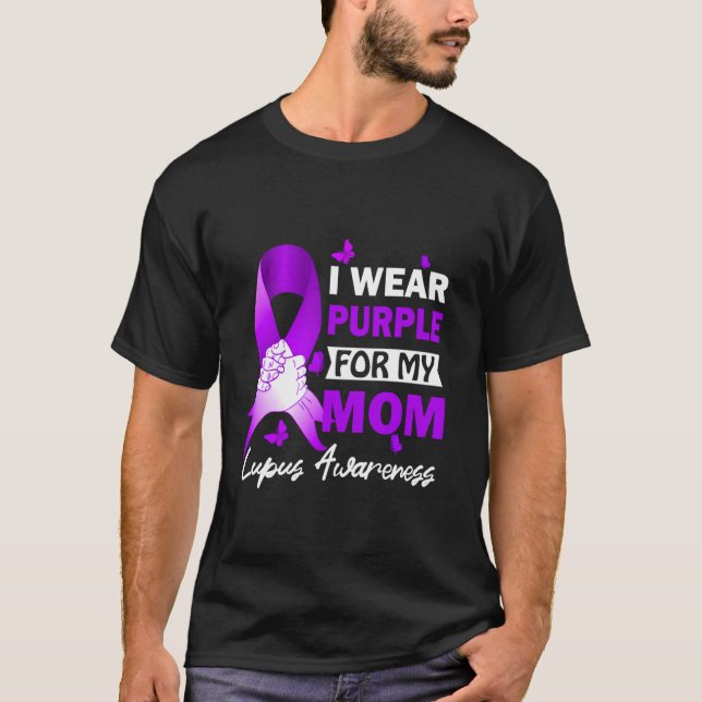 Camiseta Eu Uso Roxo Para Minha Mãe Lúpus Mãe Conscientizaç (Frente)
