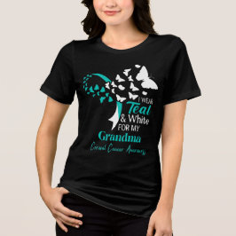 Camiseta Eu Uso Verde Azul Claro E Branco Minha Avó Câncer