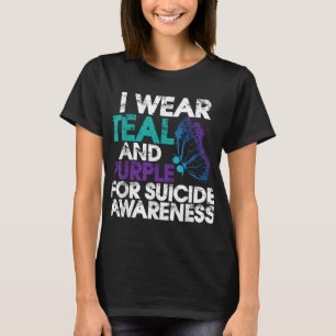 Camiseta Eu Uso Verde Azulado E Roxo Apoio Conscientização