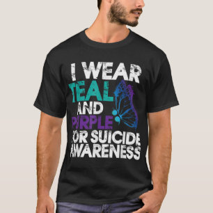 Camiseta Eu Uso Verde Azulado E Roxo Apoio Conscientização