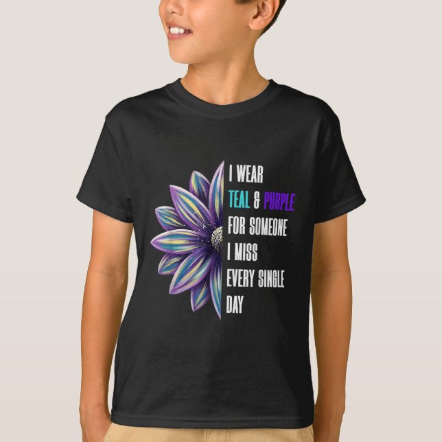 Camiseta Eu Uso Verde-azulado E Roxo Conscientização Preven (Frente)