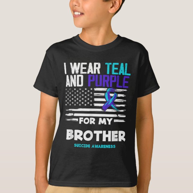 Camiseta Eu Uso Verde Azulado E Roxo Para A Conscientização (Frente)