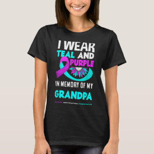 Camiseta Eu Uso Verde-azulado E Roxo Para a Prevenção do Me