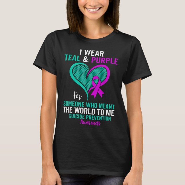 Camiseta Eu Uso Verde-azulado E Roxo Para Conscientização S (Frente)