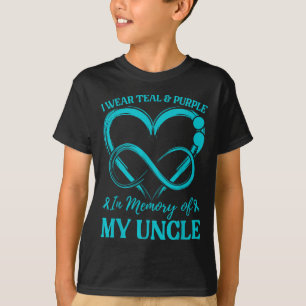 Camiseta Eu Uso Verde Azulado & Roxo Em Memória Do Meu Tio