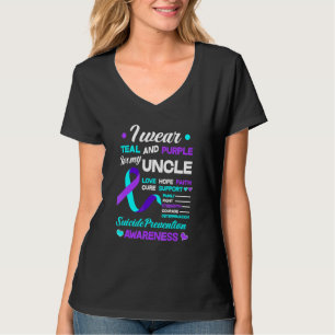 Camiseta Eu Uso Verde Azulado & Roxo Pelo Meu Tio Prevenção