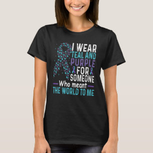 Camiseta Eu Uso Verde-azulado & Roxo Por Alguém   Prevenção