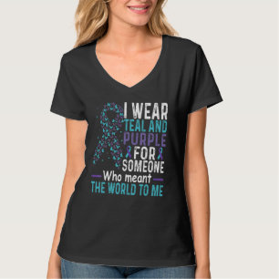 Camiseta Eu Uso Verde-azulado & Roxo Por Alguém   Prevenção