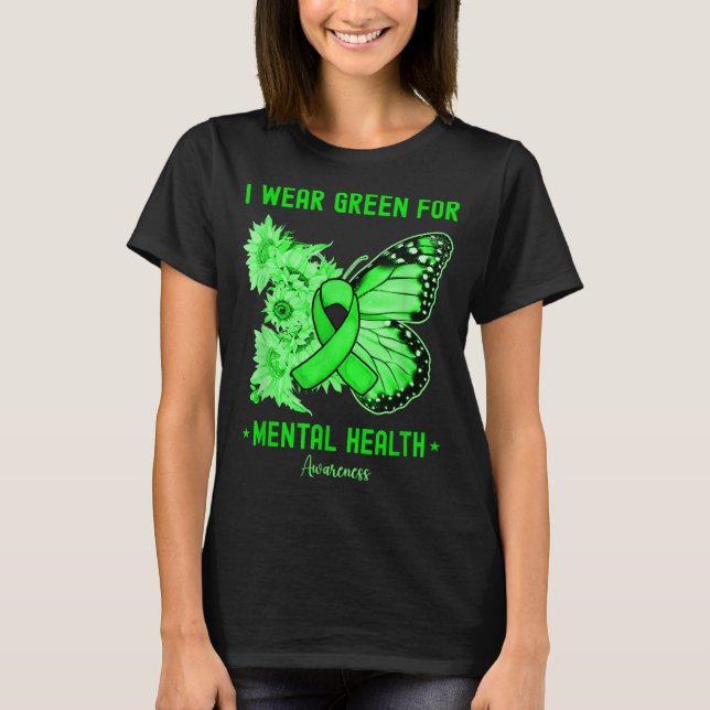 Camiseta Eu Uso Verde para a Borboleta de Conscientização s (Frente)