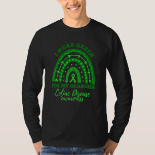 Camiseta Eu Uso Verde Para a Doença Celíaca Arco-Íris da Mi