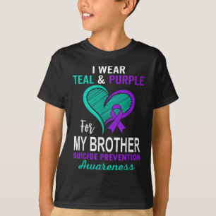 Camiseta Eu Uso Verde Teal Roxo Em Memória Do Meu Irmão Sui