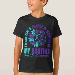 Camiseta Eu Uso Verde Teal Roxo Em Memória Do Meu Irmão Sui