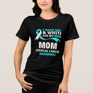 Camiseta Eu Uso Verde Turquesa E Branco Minha Mãe Câncer Ce