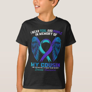 Camiseta Eu Uso Verde Turquesa E Roxo Para a Consciencializ