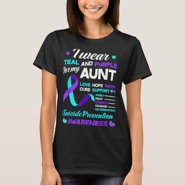 Camiseta Eu Uso Verde Turquesa Roxo Pela Prevenção Da Minha (Frente)