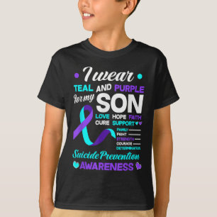 Camiseta Eu Uso Verde Turquesa & Roxo Pelo Meu Filho Preven
