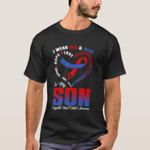 Camiseta Eu Uso Vermelho & Azul Pelo Defeito Congênito do C
