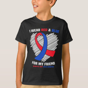 Camiseta Eu Uso Vermelho E Azul Para A Conscientização Do C