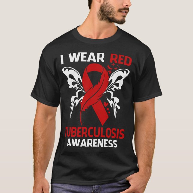 Camiseta Eu Uso Vermelho Para a Consciencialização da TUBER (Frente)