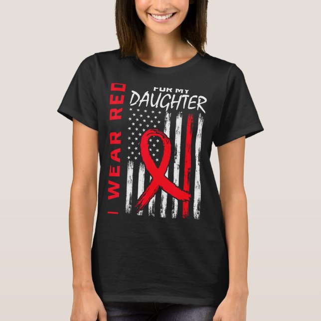 Camiseta Eu Uso Vermelho Para a Conscientização da Doença C (Frente)