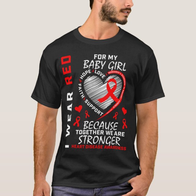 Camiseta Eu Uso Vermelho Para a Conscientização da Doença C (Frente)