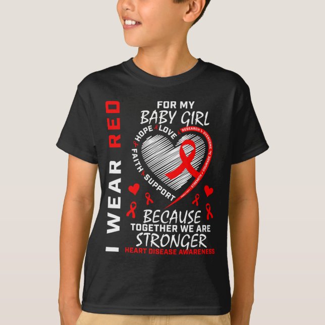 Camiseta Eu Uso Vermelho Para a Conscientização da Doença C (Frente)